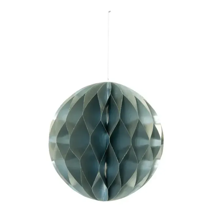 Honeycomb-kugle, 30cm, grå, julepynt – Brøndsholm