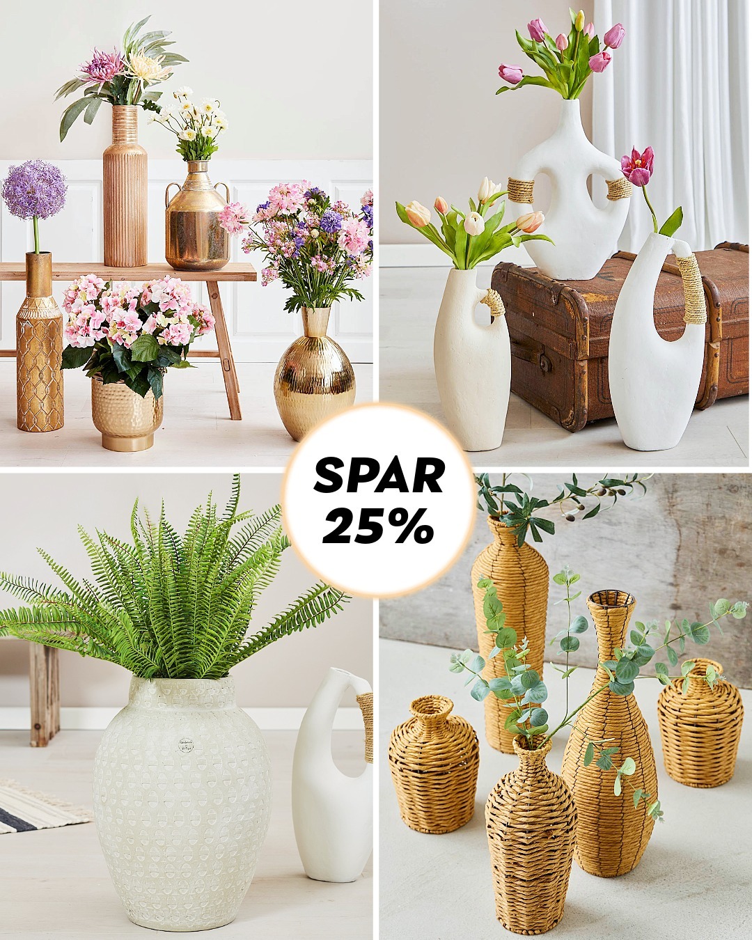 Fredagsfavoritten er smukke vaser i to uger🌿
Skift stemning i hjemmet uden at det koster på pungen. Og med kunstige blomster/grene er du fri af vand-kravet, så du kan vælge lige nøjagtig den vase der passer ind i din indretning. Små forandringer, stort indtryk ✨

✨ Mange stilarter, farver og udformninger
🌸 Perfekt til kunstige blomster og grene
⌚ Rabatten gælder fra 17/6 t.o.m. 31/6-26

👉Find dine vaser via link i bio

#brøndsholm #fredagsfavorit #boligindretning #vaser #hjemmeindretning #kunstigeblomster #boligstyling #indretningstips #hyggehjem