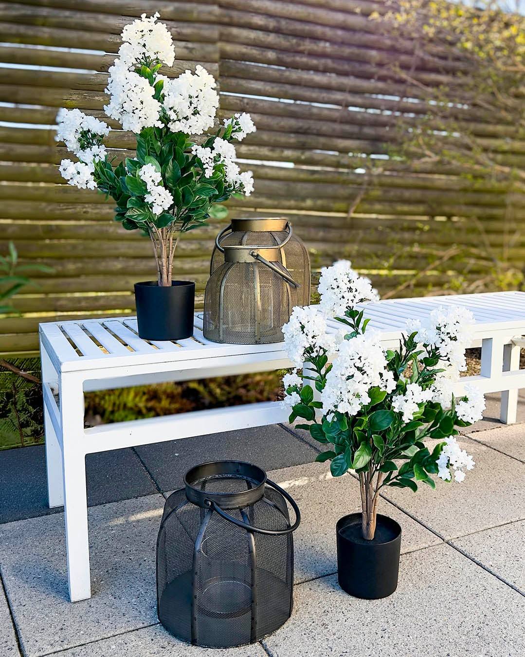 Skønne syrener med UV-beskyttelse, så de holder sig smukke hele sommeren og endnu længere. Da de er kunstige, kan du bare tage af sted på ferie og komme hjem til blomster, der stadig ser friske ud.🌸

#brøndsholm #kunstigeblomster #syrener #kunstigesyrener #udendørskunstigeblomster #hvideblomster #udeliv