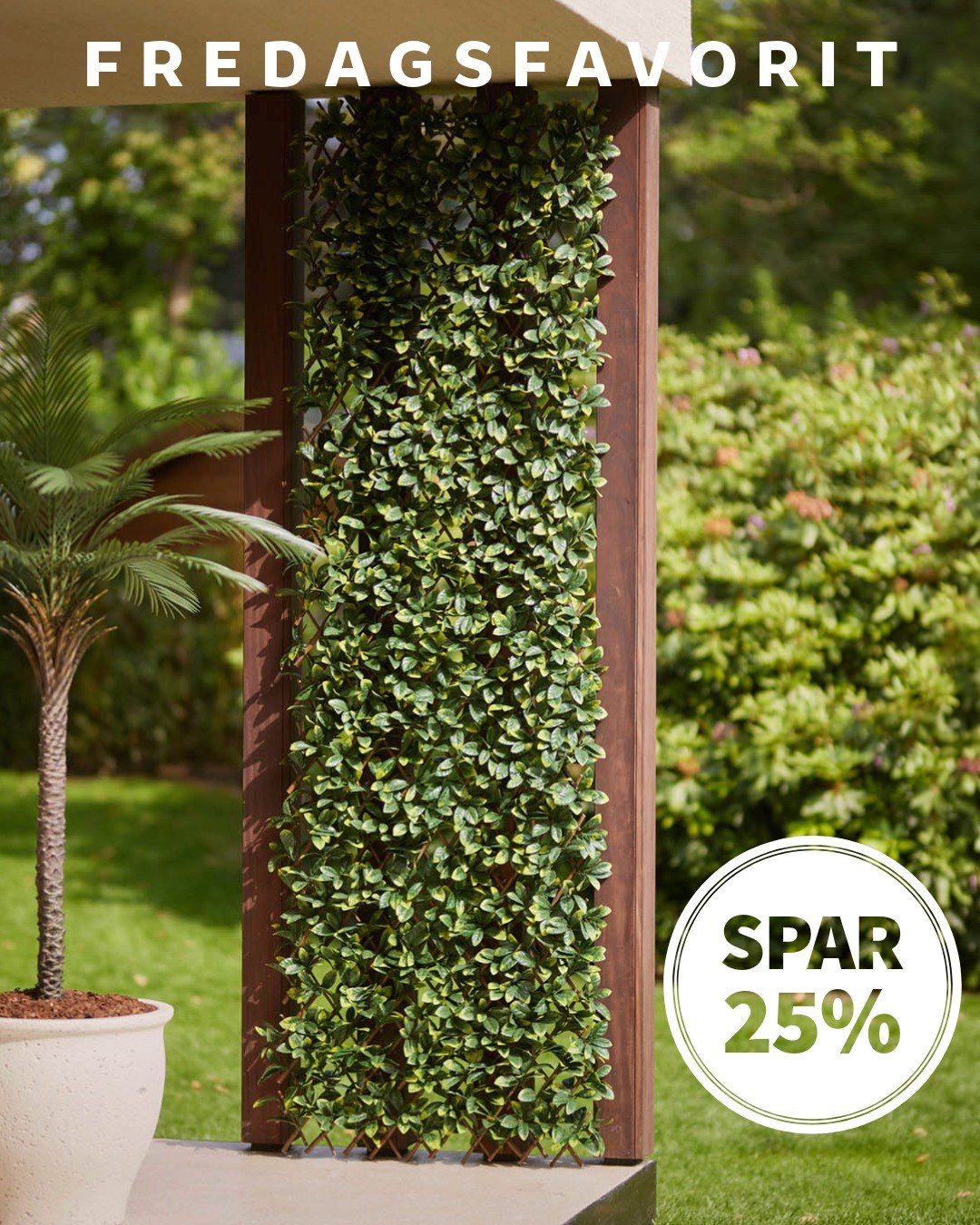 Fredagsfavorit: Kunstigt espalier🌿
Grønt uden bøvl. Et kunstigt espalier er måske det nemmeste løft du kan give din altan eller have denne sommer. UV-beskyttet, vejrfast og klar til at hænge op.

🌿 Grønt uden besvær
🛠️ Nemt at sætte op
⌚ Rabatten gælder fra 26/6 t.o.m. 3/7-26

👉 Se udvalget via link i bio