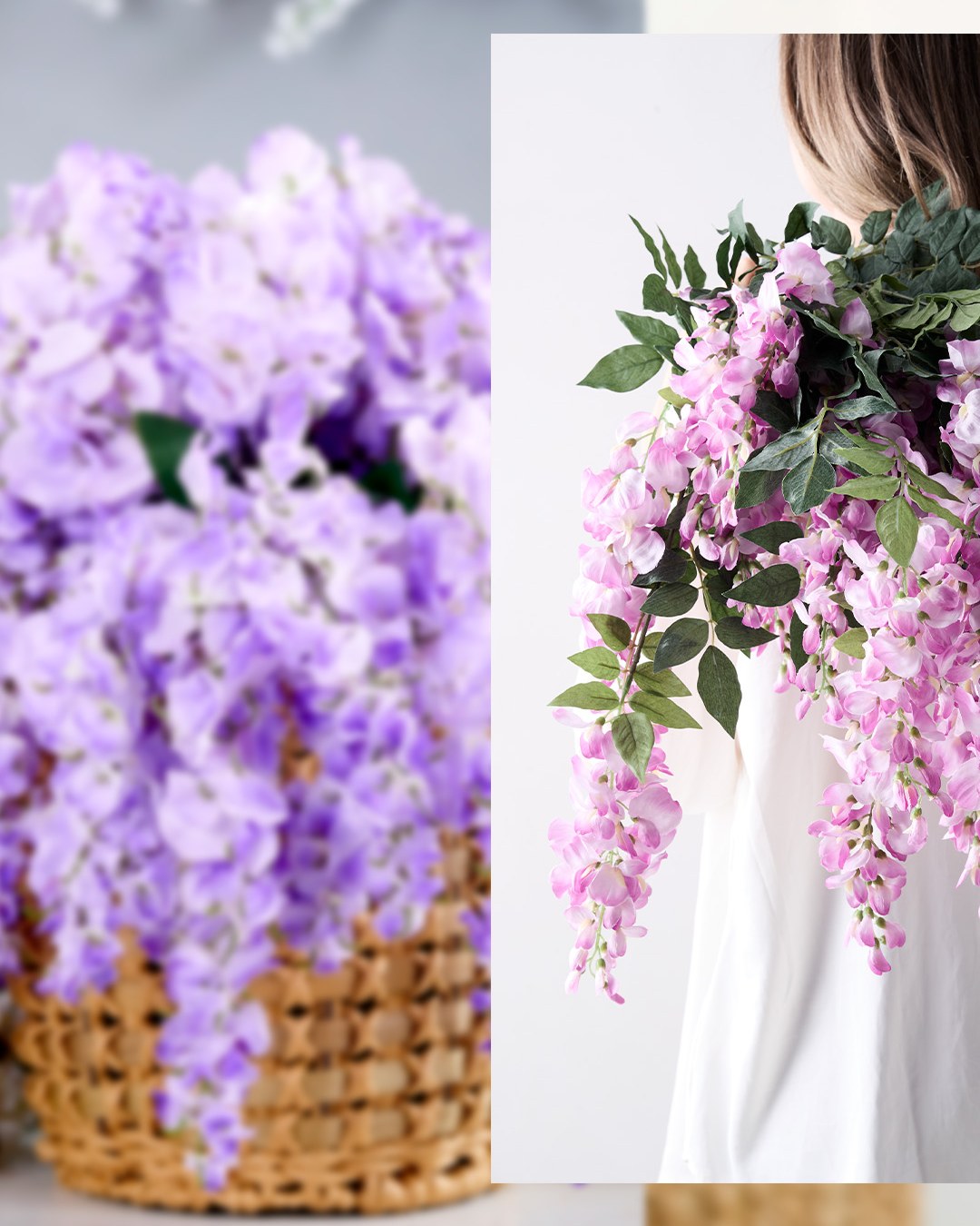 Bliv inspireret af vores flotte kunstige wisteria blomster. De dekorative, hængende grene kommer især til deres ret i en høj vase, hvor de skaber et smukt vandfaldslignende udtryk, og en rolig stemning i rummet.💜

👉Køb dem via link i bio og spar 25%