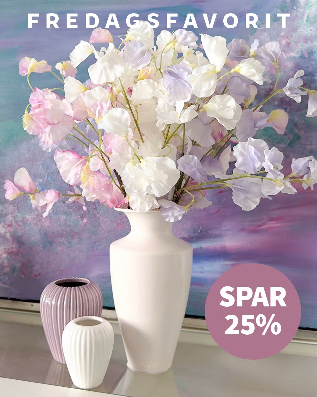 Kunstige ærteblomster 🌸
Perfekte til sommerfester, borddækning og festlige øjeblikke ✨
Ville de passe hjemme hos dig?

🌸 Flere farver og to størrelser
💚 Ingen vanding, ingen vedligeholdelse
⌚ Rabatten gælder fra 29/5 t.o.m. 5/6-26

👉Find dine ærteblomster via link i bio

#brøndsholm #kunstigeblomster #ærteblomster #fredagsfavorit #sommerblomster #sommerinspiration #evighedsblomster #sommerstemning