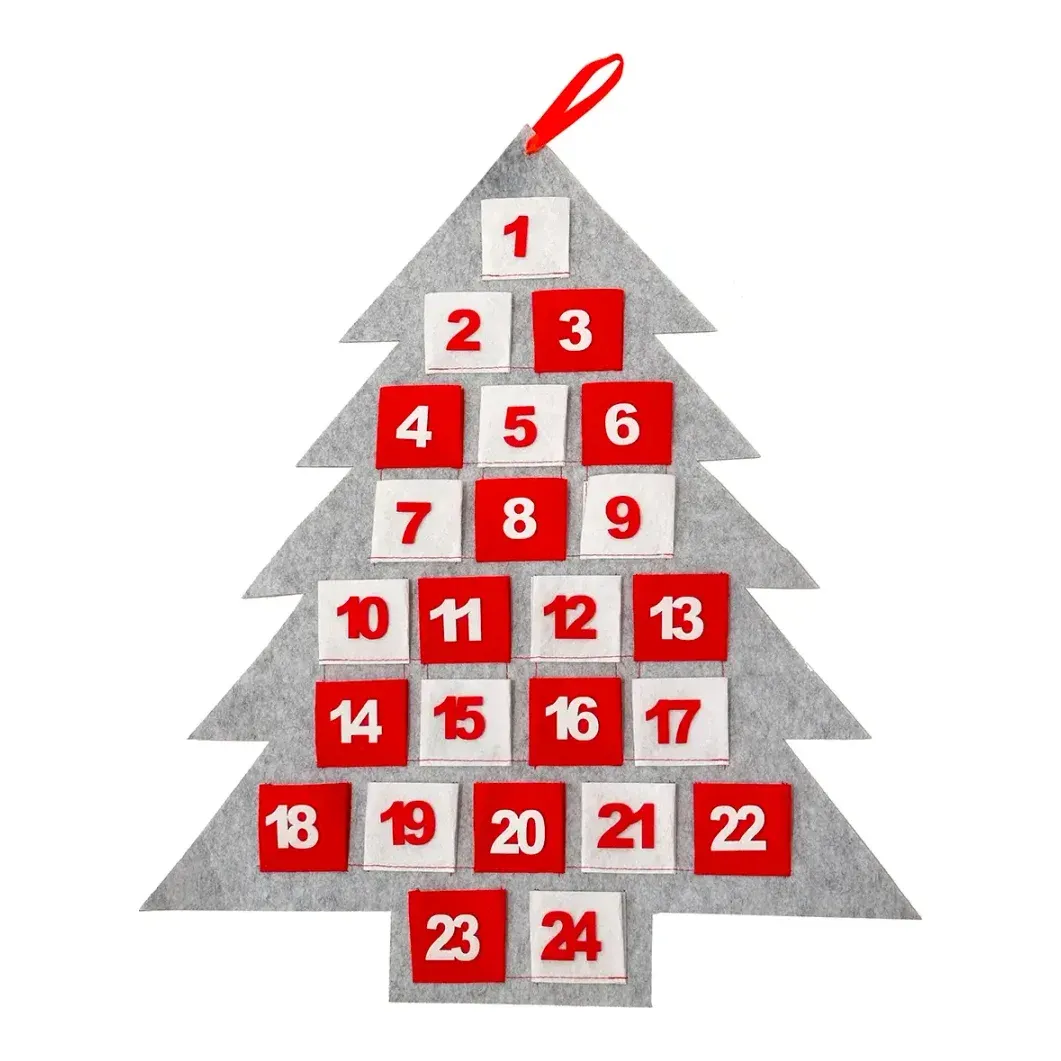 Julekalender af polyester med 24 små lommer til gaver