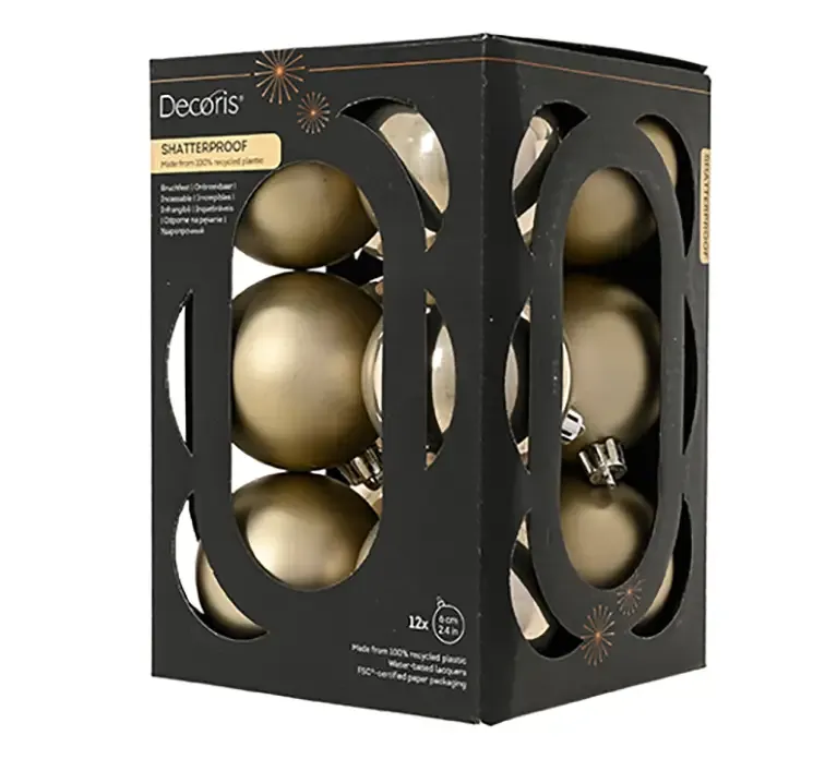 Julekugler i taupe beige farve af plast