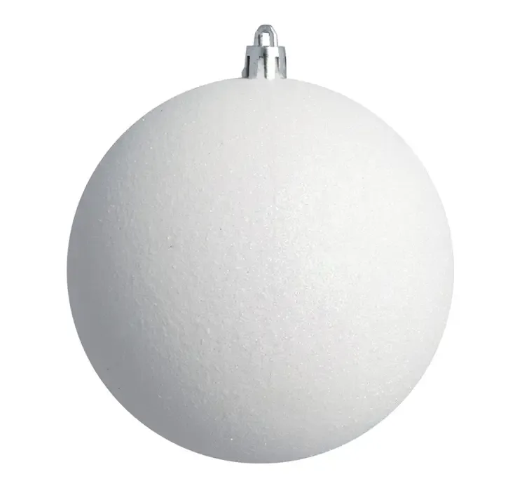 Julekugle i hvid med glitter, af plast