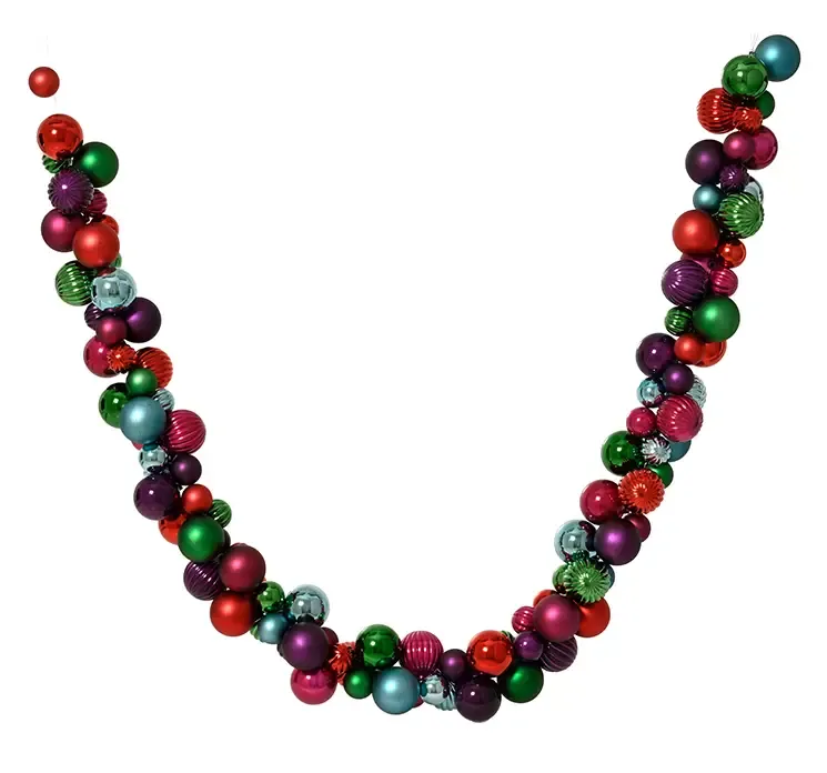 Julekugle guirlande af plast med mix farver