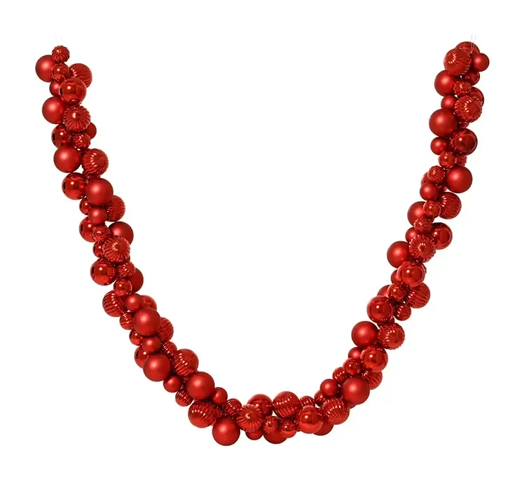 Julekugle guirlande af plast med røde julekugler