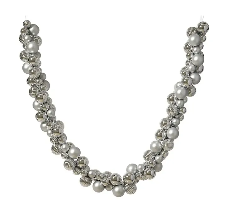 Julekugle guirlande af plast i sølv farvet