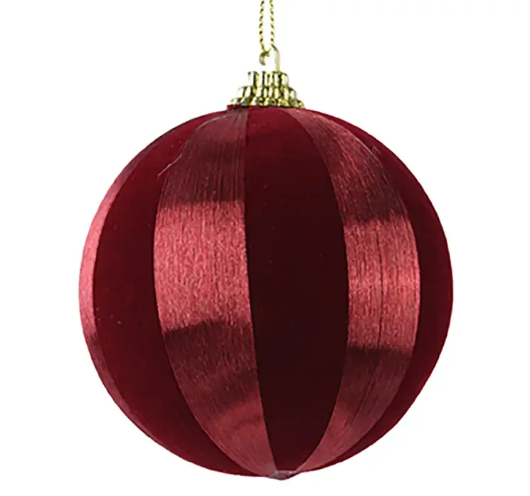 Julekugle med mønster i bordeaux af plast