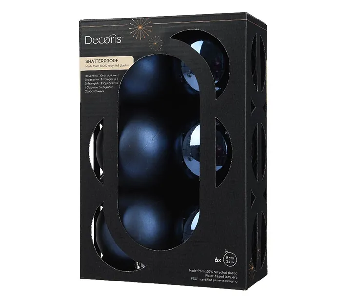 Julekugler i blå plast