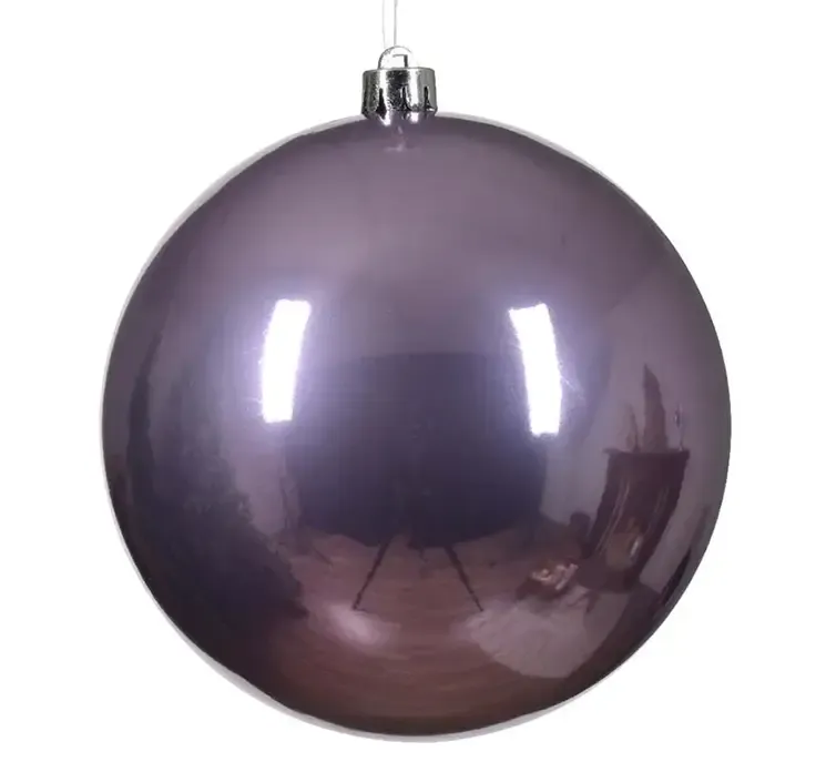 Julekugle af plast i lys lilla, blank