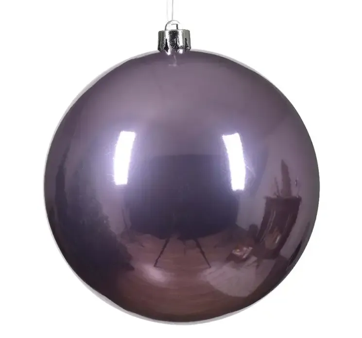 Julekugle af plast i lys lilla, blank