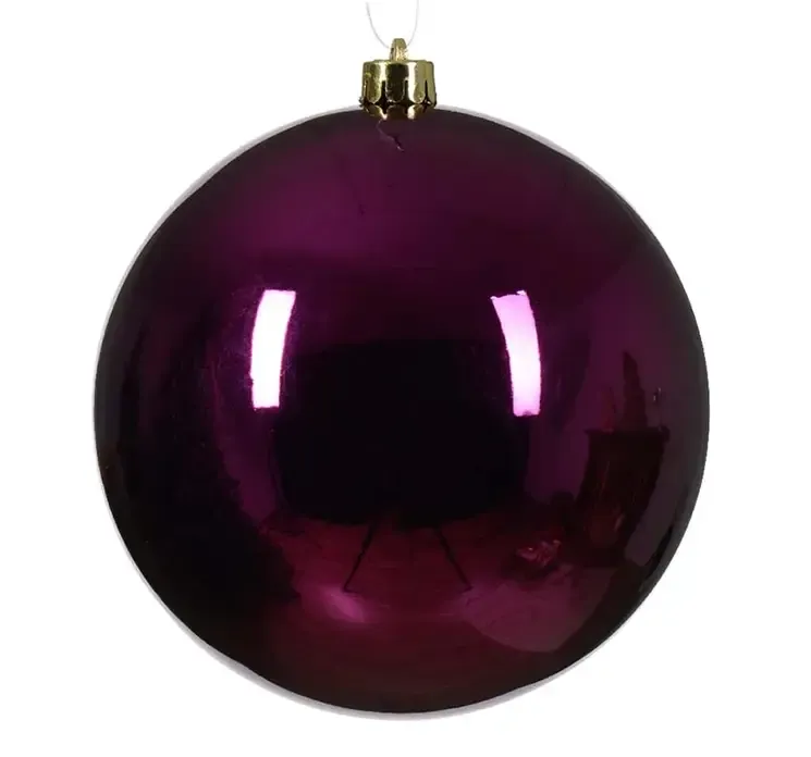 Julekugle af plast i mørkelilla blank