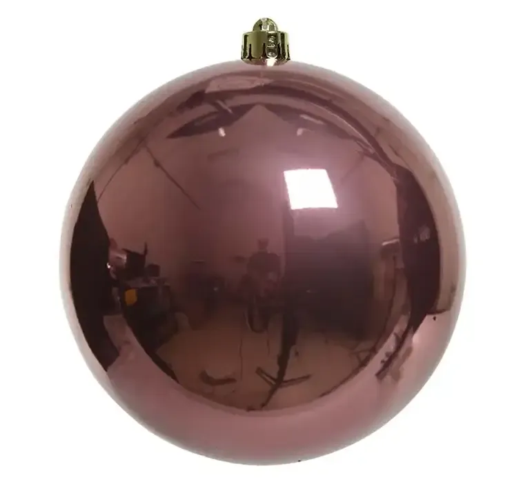 Julekugle af plast i rosa, blank