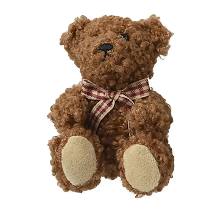 Bamse teddybear i mørkebrun plys som julepynt