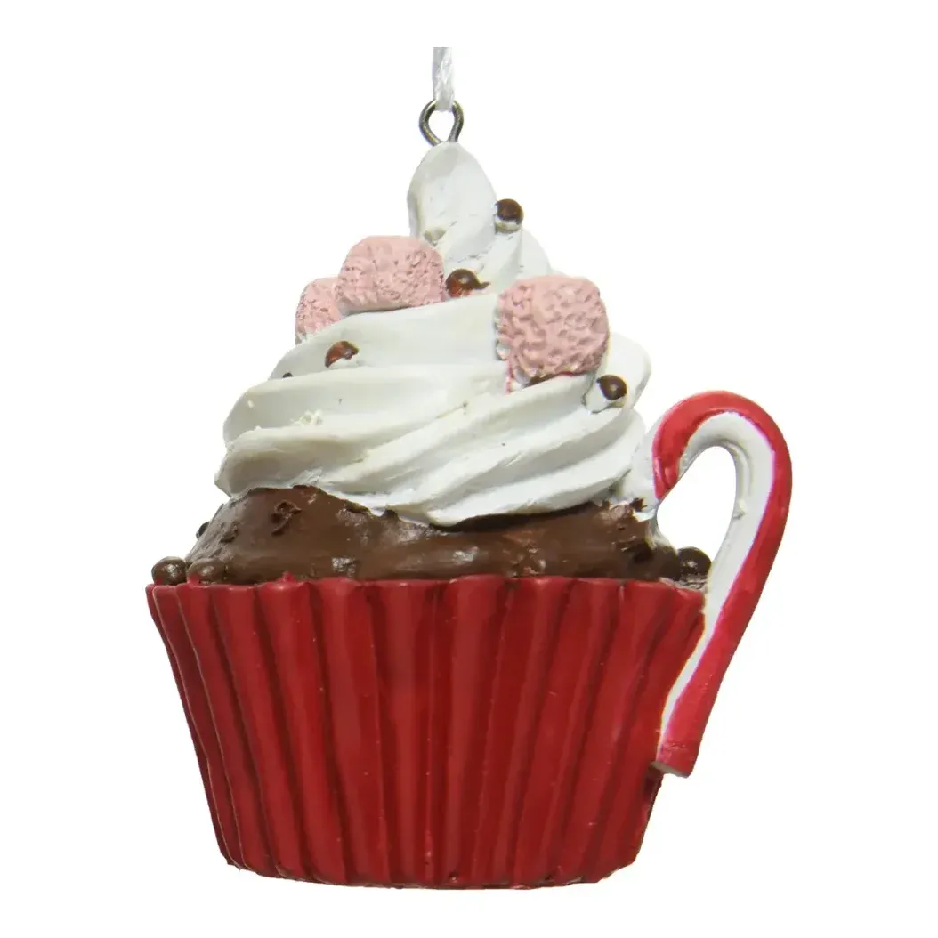 Cupcake julepynt af plast med ophæng