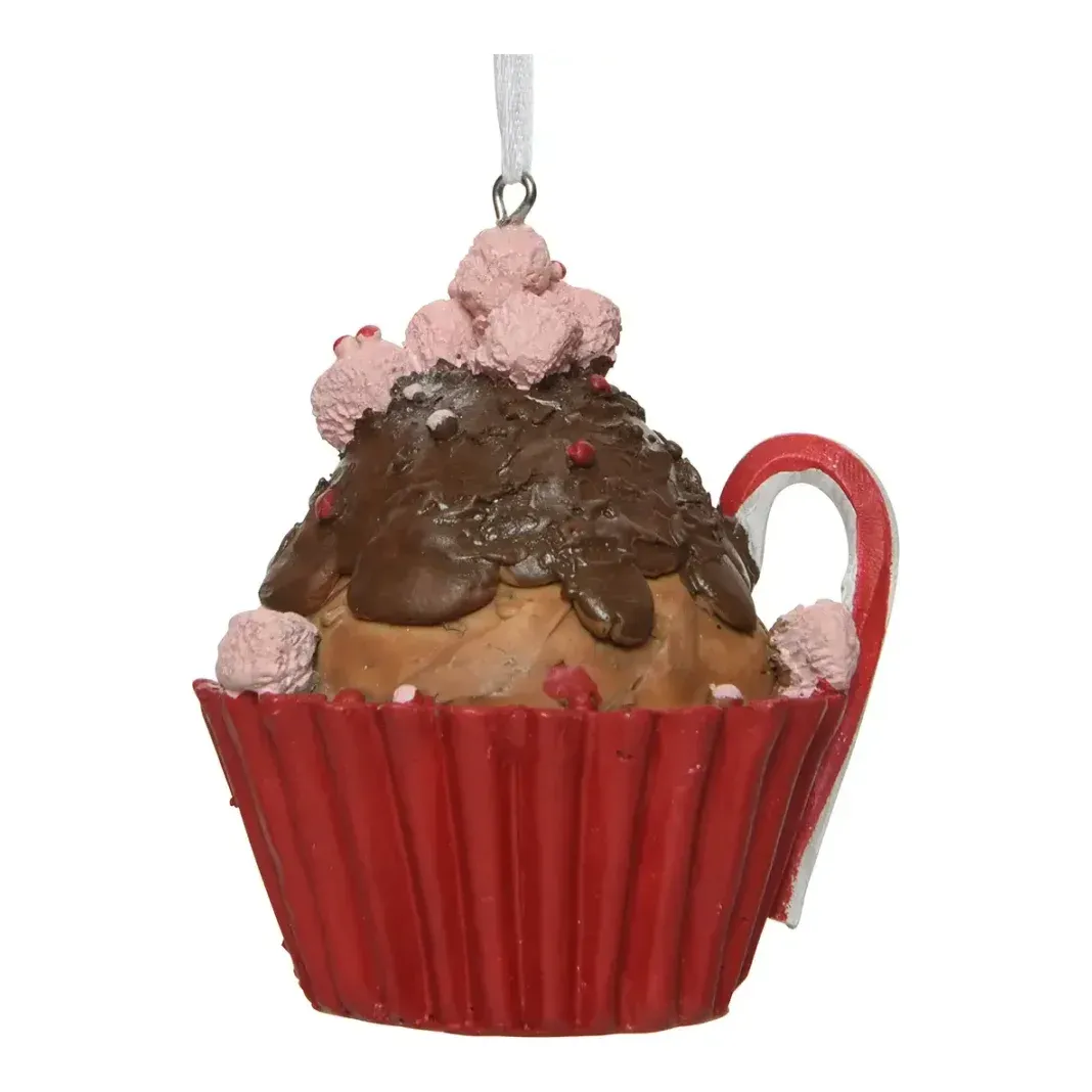 Cupcake juletræspynt med ophæng af plast
