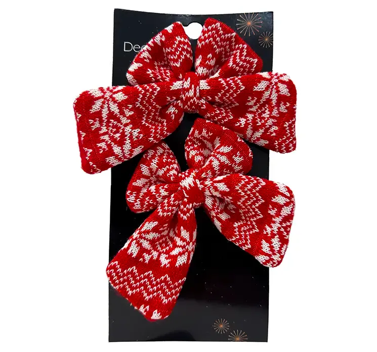 julepynt strikkede sløjfer af polyester med mønster i rød og hvid