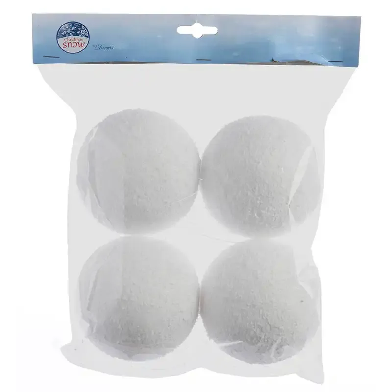 Kunstige hvide snebolde til ophæng, 4 stk
