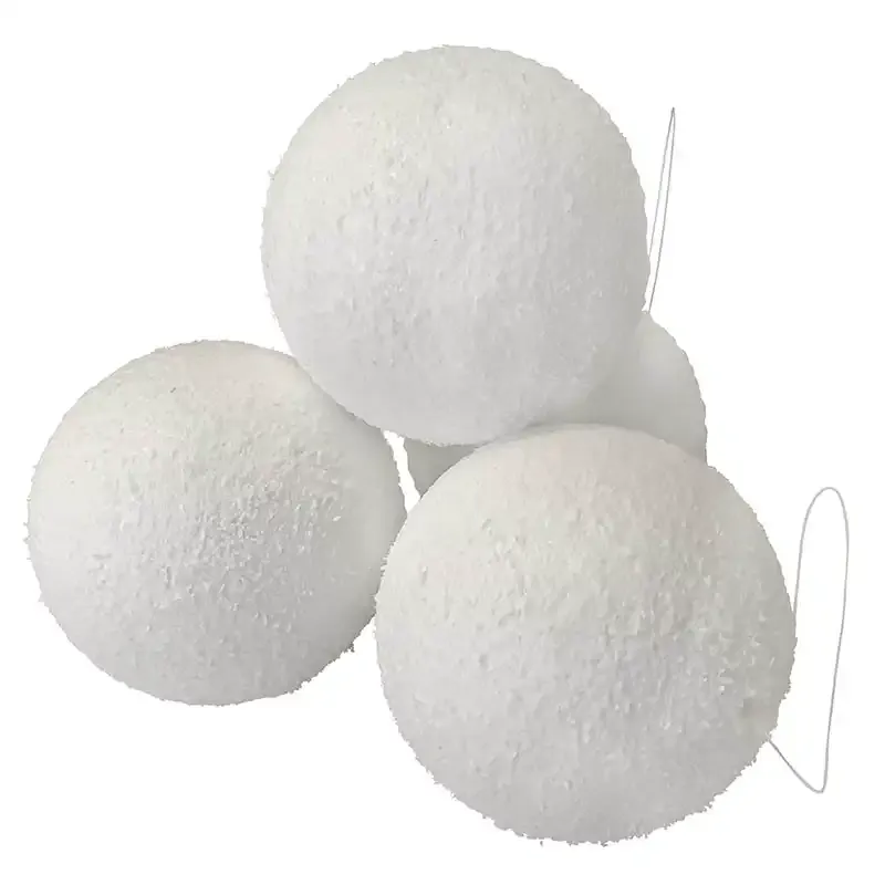 Kunstige hvide snebolde til ophæng, 4 stk.