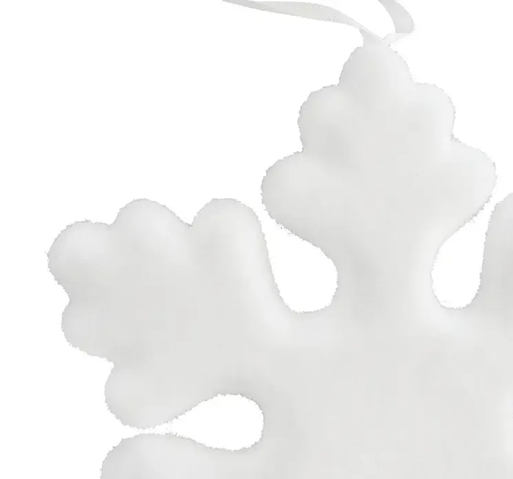 Kunstig snefnug i hård plast i hvid til ophæng closeup