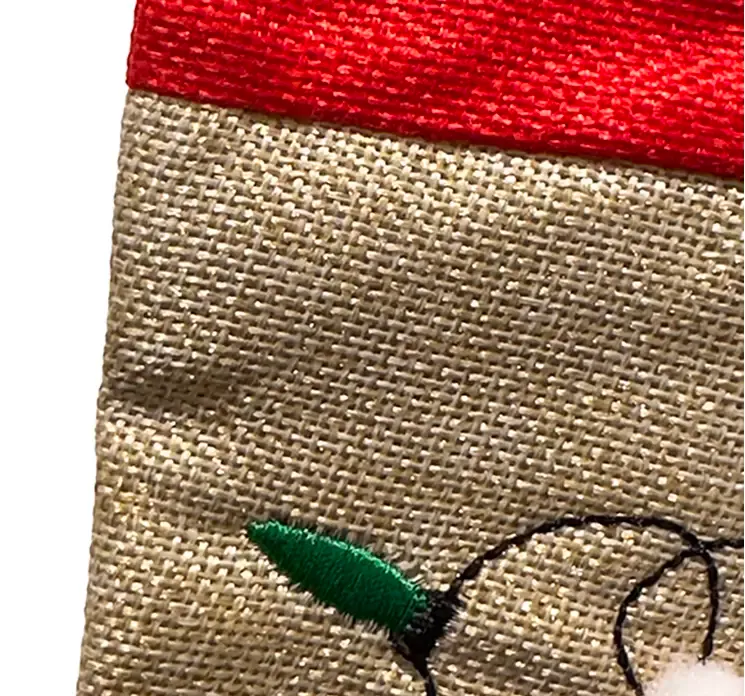 Julesok med nisse motiv, af polyester og multifarver closeup