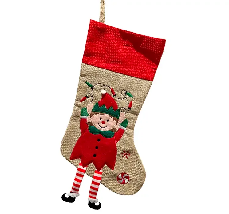 Julesok med nisse motiv, af polyester og multi farver