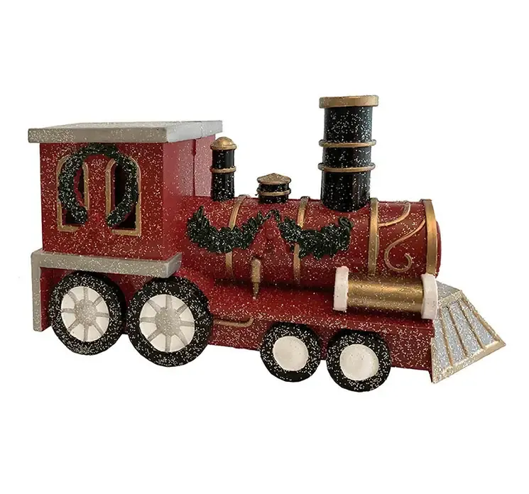 Juletog lokomotiv i plast i rød