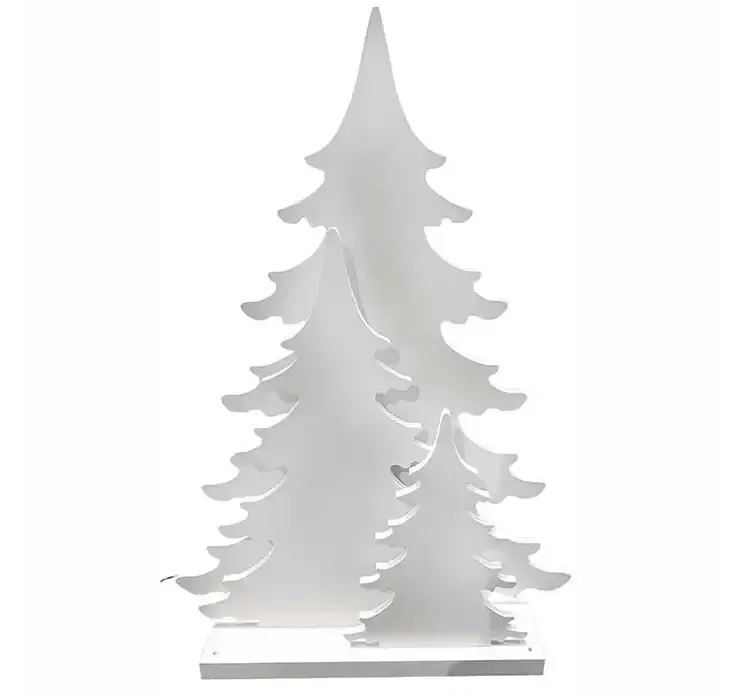 Juletræer i hvid i 3D af plast med LED lys, kan også bruges udendørs