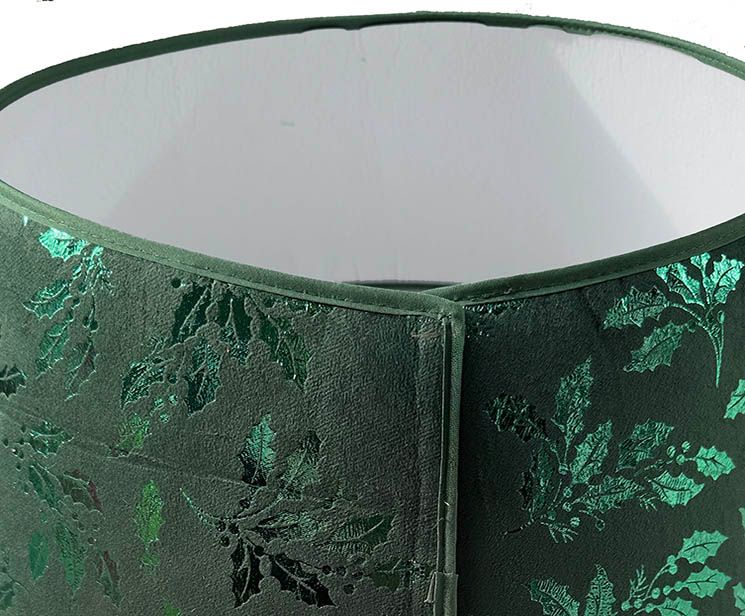 Juletræsfod skjuler af polyester i grøn med blankt mistelten mønster closeup
