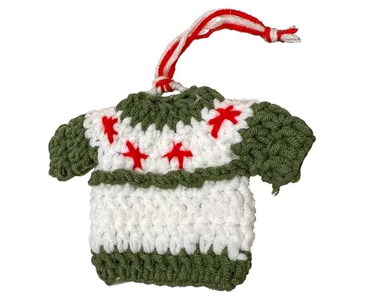 Juletræspynt grøn hæklet sweater i polyester