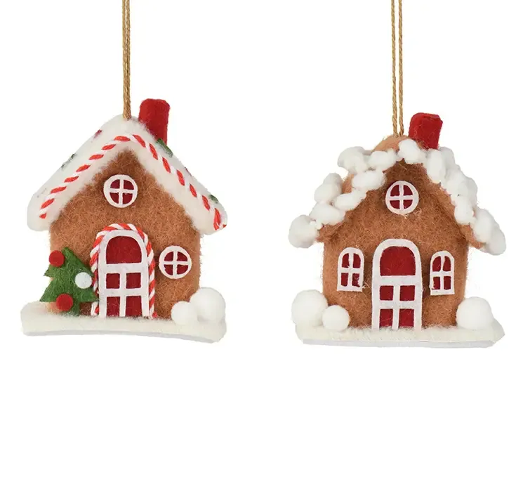 Kage huse to assorterede i brune til at hænge på juletræet