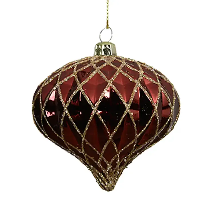 Ornament af plast i bordeaux farvet som juletræspynt