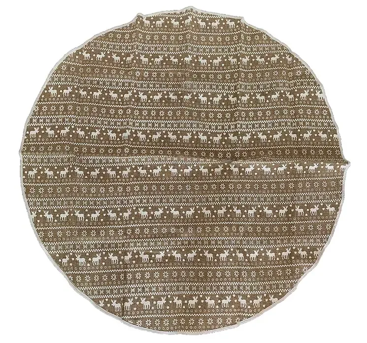 Juletræstæppe af hessian med rensdyrmønster i naturfarve