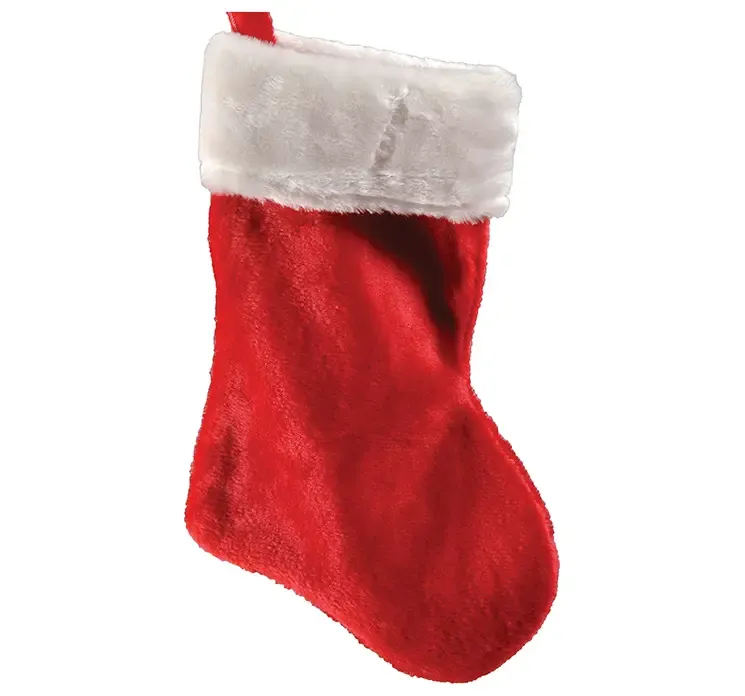 Julesok af plys i rød og hvid