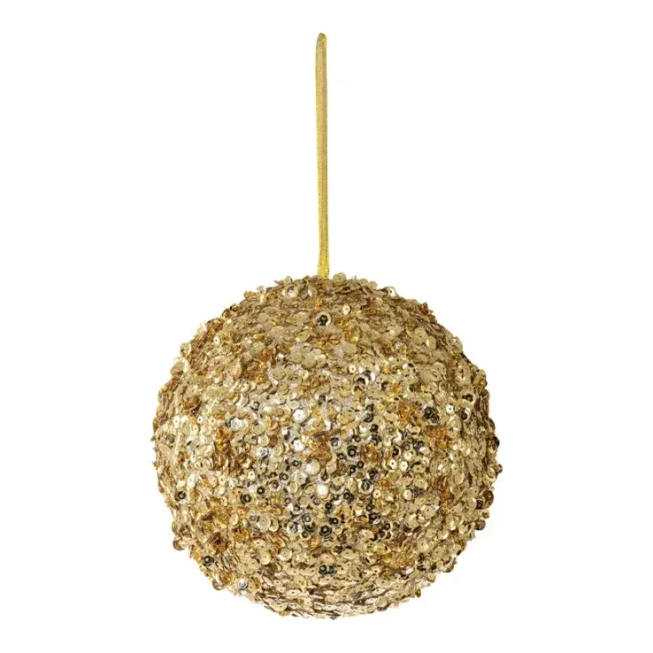 Julekugle, Ø20cm, guld, m glitter – Brøndsholm