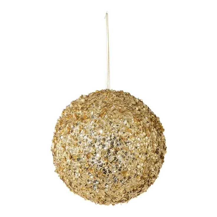 Julekugle, Ø25cm, guld, m glitter og pailletter – Brøndsholm
