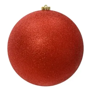 Julekugle, rød, 25cm, glimmer - Brøndsholm