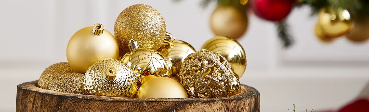 plast julekugler i guld