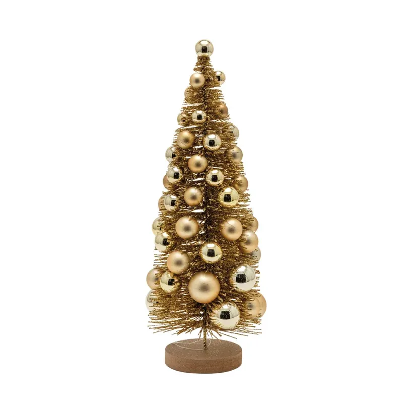 Juletræ med julekugler, 42cm, guld, glimmer – Brøndsholm