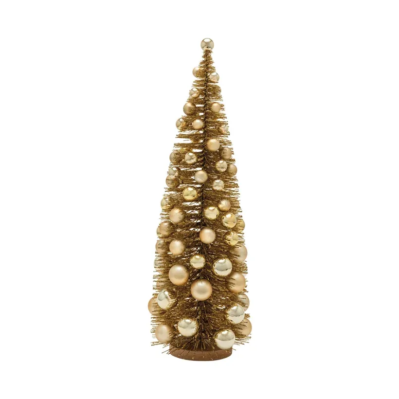 Juletræ med julekugler, 60cm, guld, glimmer – Brøndsholm
