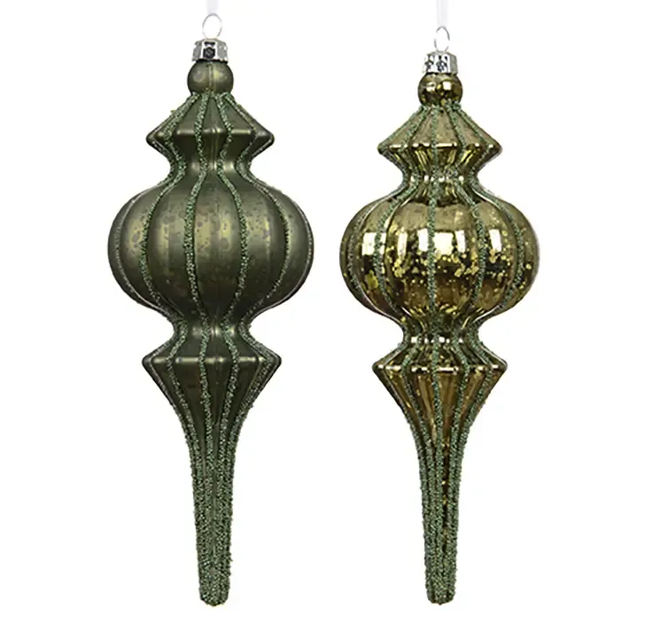 Ornamenter til juletræ af plast ass i grøn