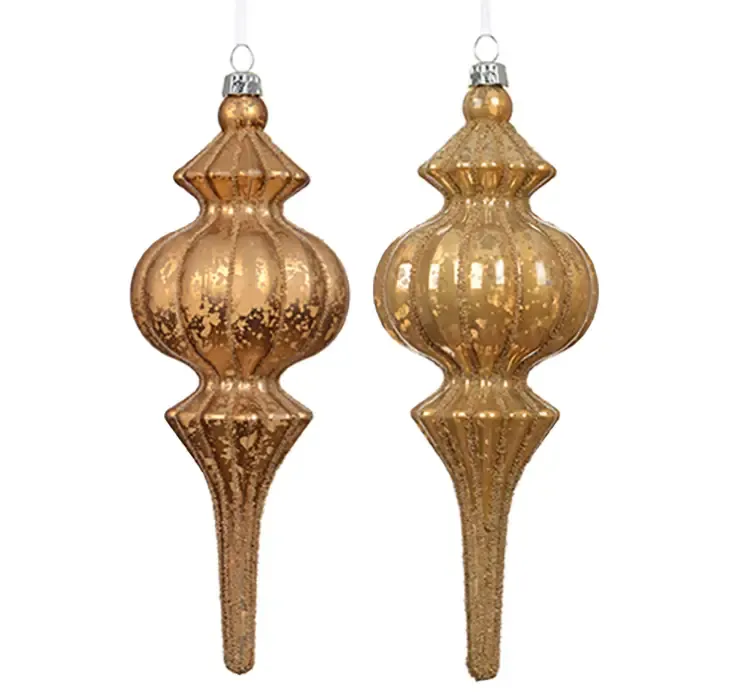 Ornamenter til juletræ af plast i guld farvet