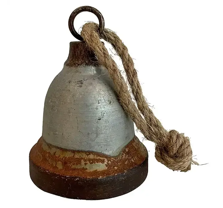 klokke med ophæng af metal i antik sølv farve