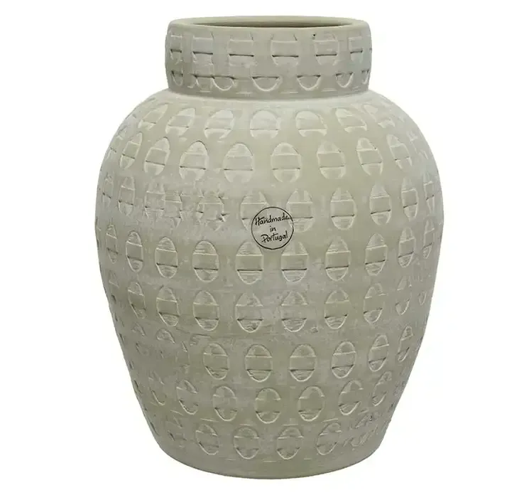 Terracotte vase med mønster i creme farvet