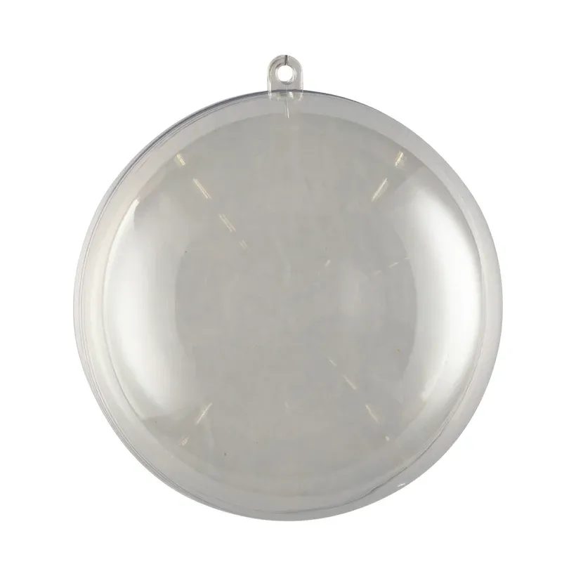 Transparent plastkugle Ø10cm 2 halvdele til fyldning med dekorative materialer - Brøndsholm