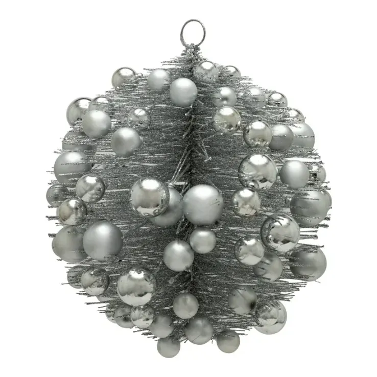 Kugle, Ø30cm, sølv, kunstig julekugle – Brøndsholm