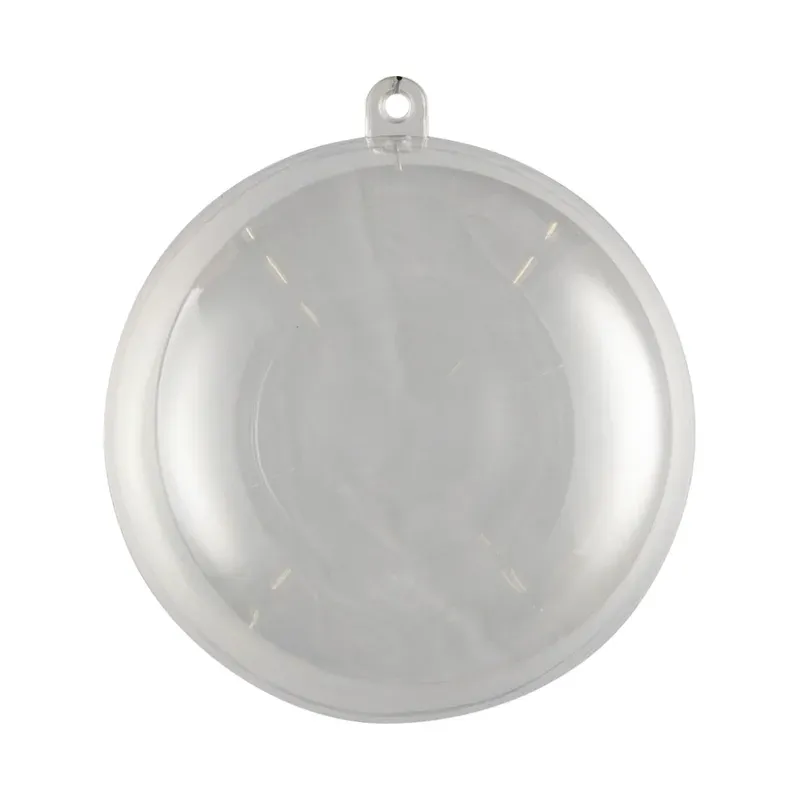 Transparent plastkugle Ø8cm 2 halvdele til fyldning med dekorative materialer - Brøndsholm