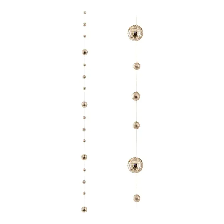 Kugleguirlande, 180cm, guld, julepynt – Brøndsholm