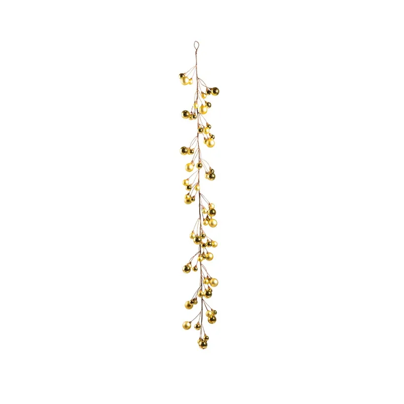 Kugleranke i guld, 120 cm med 69 kugler i mat og blank finish – Brøndsholm